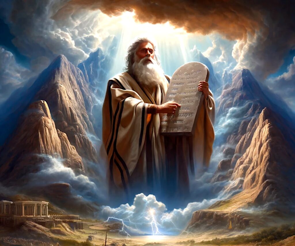 The writing of the Commandments by God